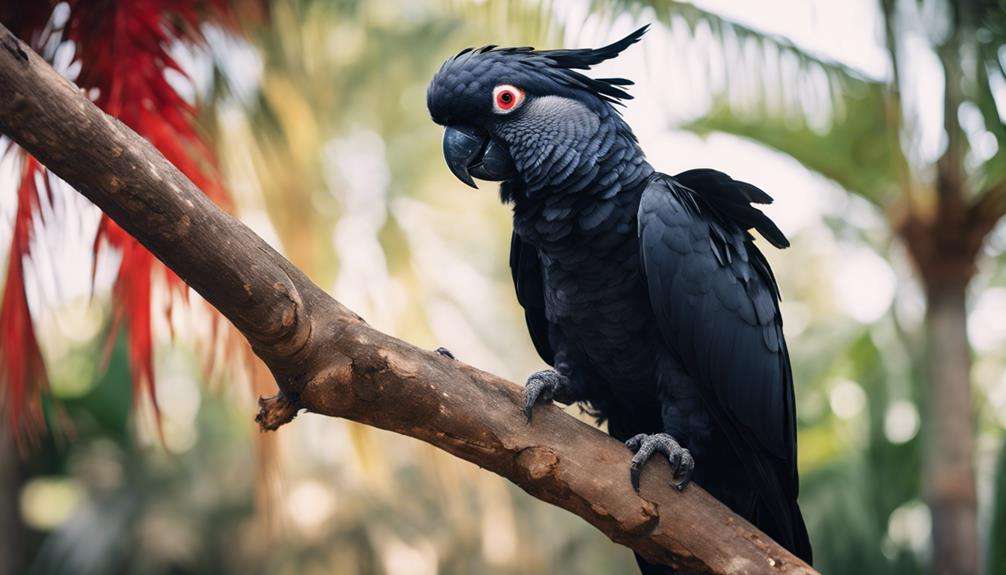 mysterious black palm cockatoo