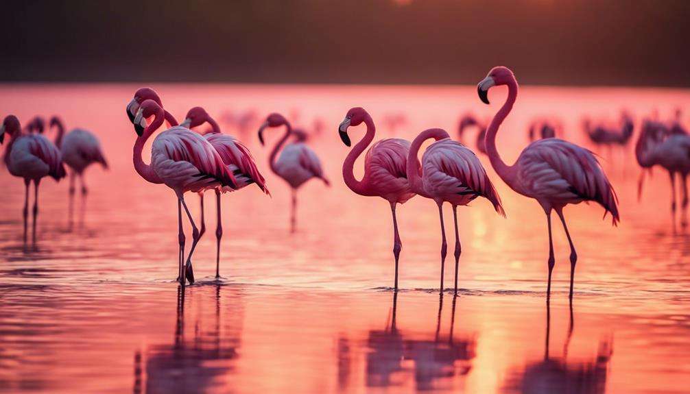 pink birds in water