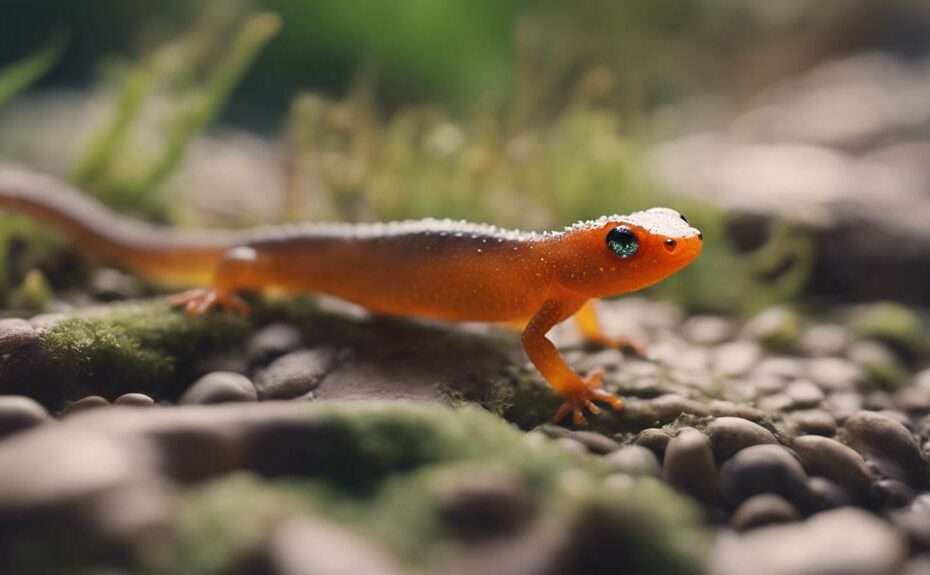 rarely seen translucent newts