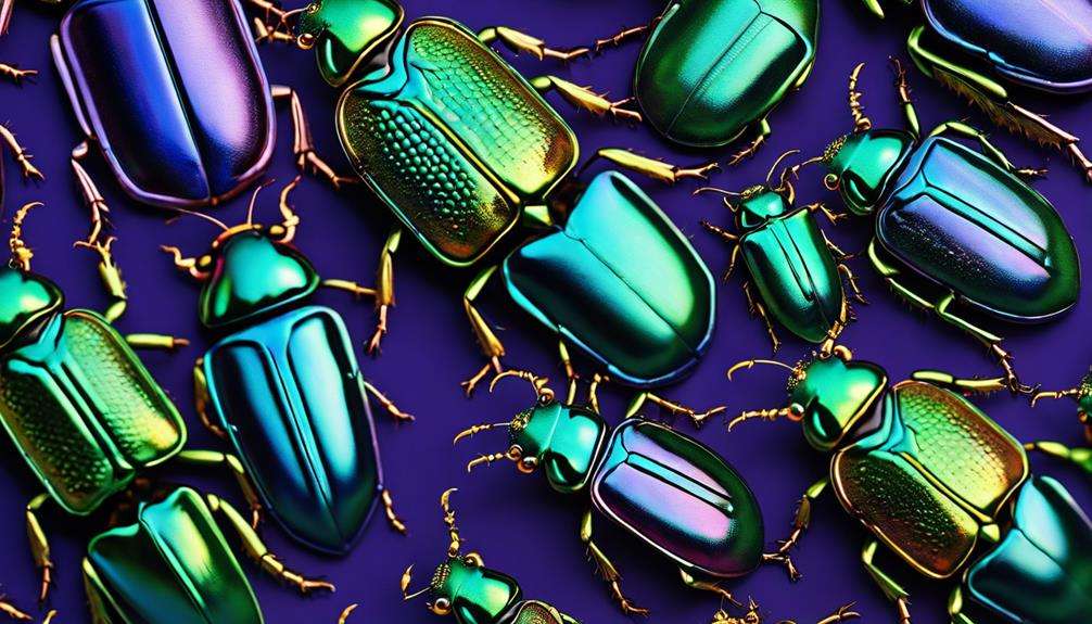 shimmering beetle wings catch the light