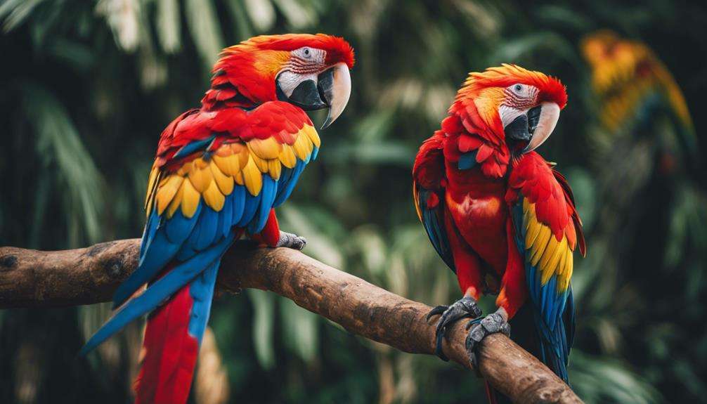 vibrant red tropical bird