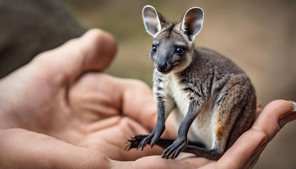 adorable wallaby in pouch