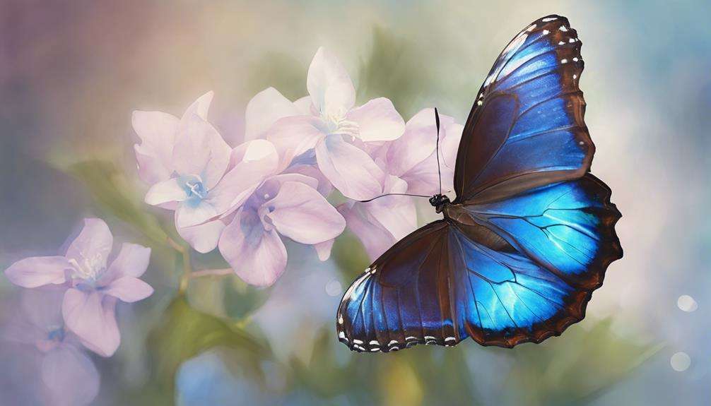 beautiful iridescent blue butterfly